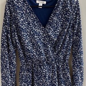 Arizona Jean Co Romper Blue White Floral Small Excellent Condition